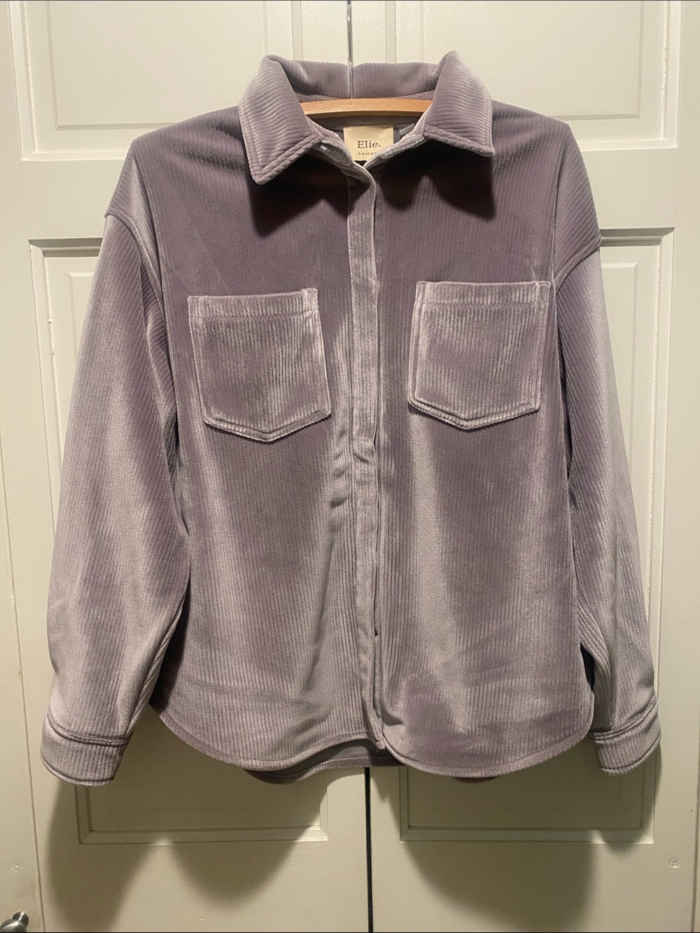 Elle Lavender Corduroy Shacket - Women's Button-Up Jacket